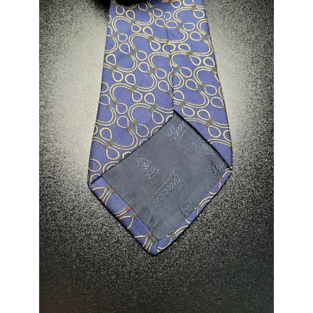 Gucci Men's Necktie Blue Rope GG Logo 100% Silk 3.5